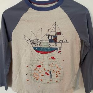 Mini Boden Long sleeve 7-8Y great catch fishing boat tee